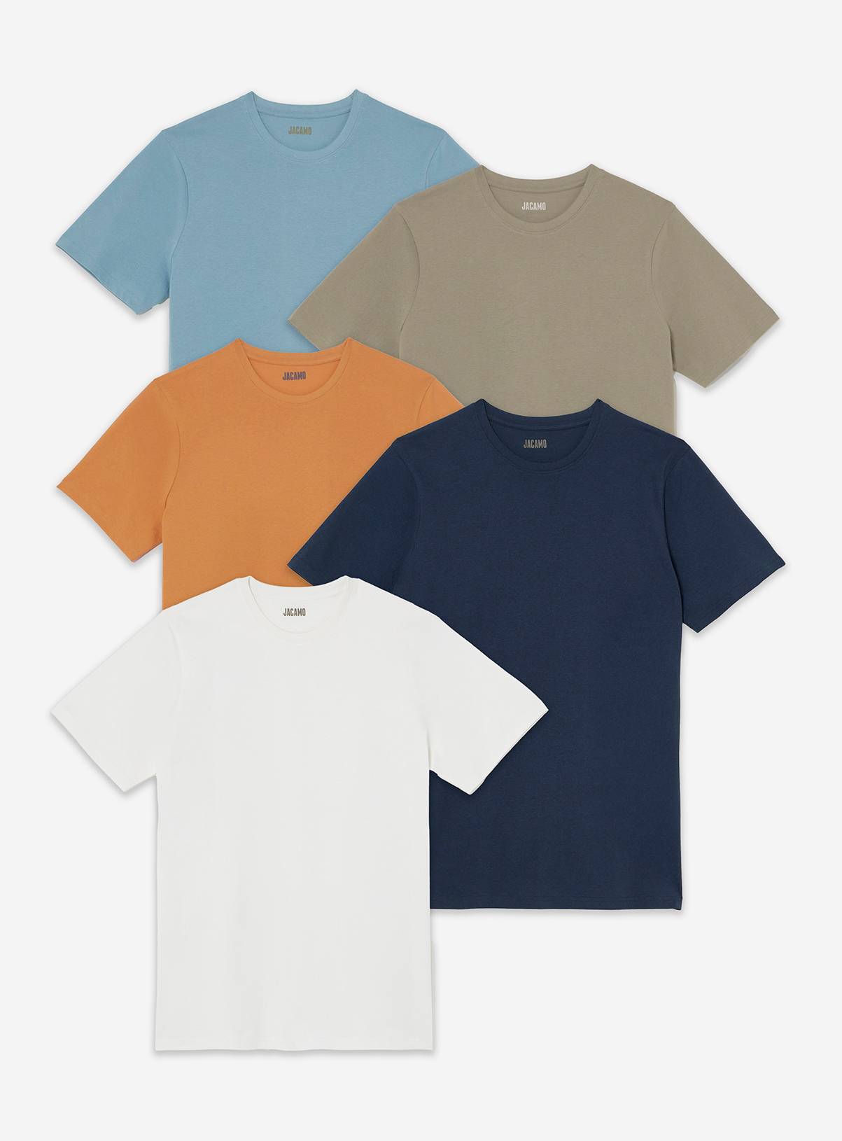 JACAMO 5 Pack Multi Crew Neck T Shirts Long Neutral Bright 1XL - Image 5